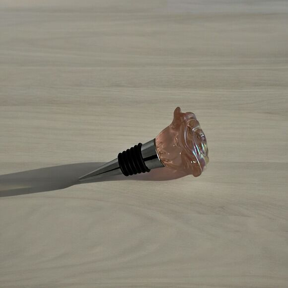 Iridescent Pink Rose Shaped Wine Bottle Stopper - Picture 4 of 7